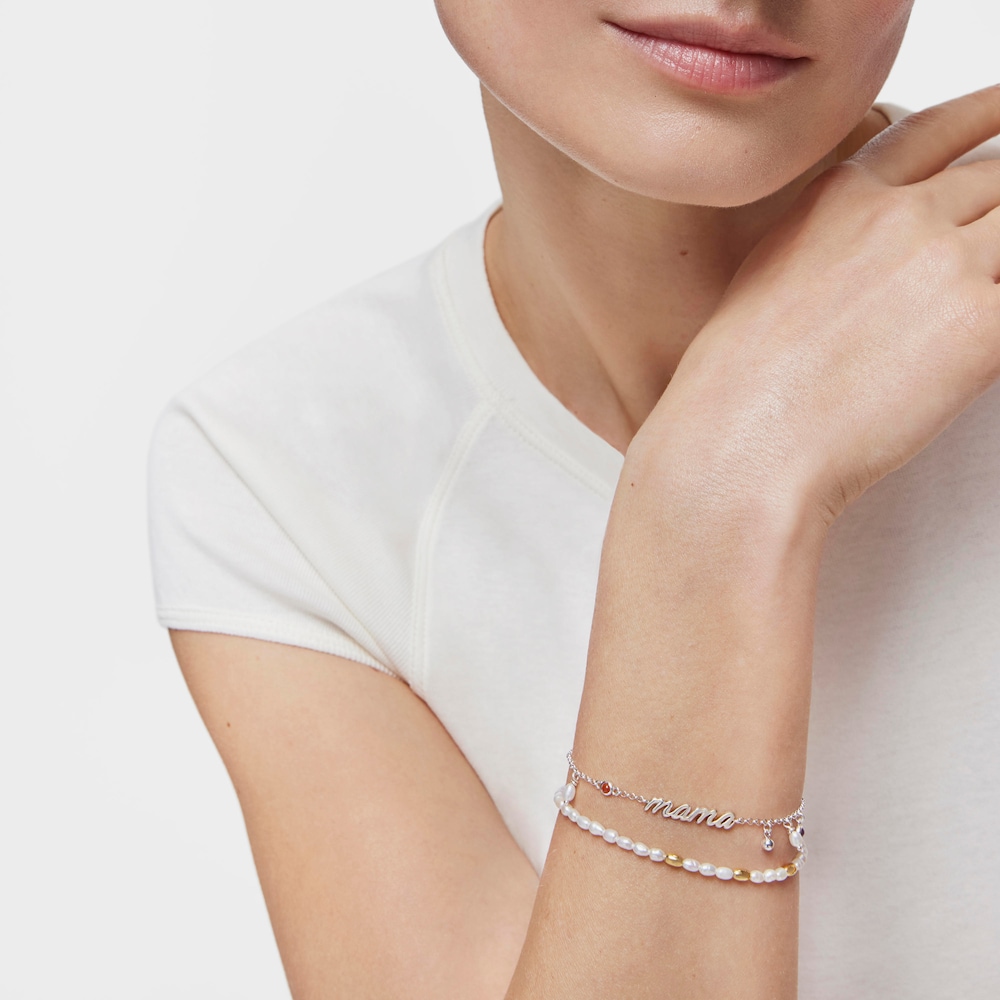 Pulseira Mama em prata, p&eacute;rolas cultivadas e pedras preciosas TOUS Mama