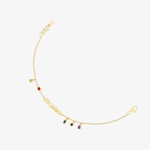 Pulsera Mama con ba&ntilde;o de oro 18 kt sobre plata y gemas TOUS Mama