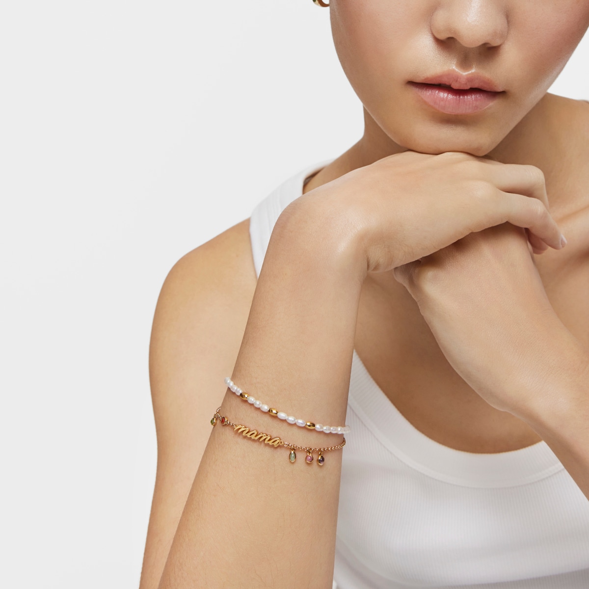 Pulsera Mama con baño de oro 18 kt sobre plata y gemas TOUS Mama