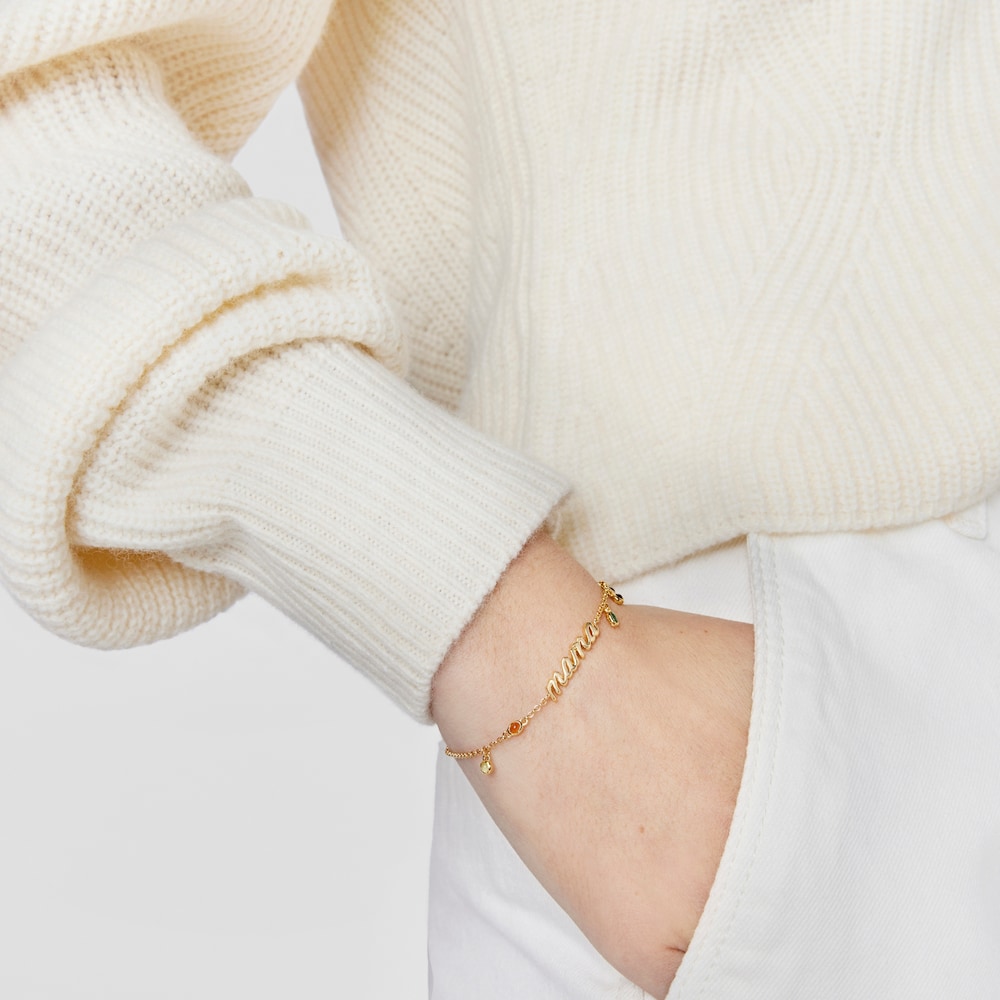 Pulsera Mama con baño de oro 18 kt sobre plata y gemas TOUS Mama Pulsera Mama con baño de oro 18 kt sobre plata y gemas TOUS Mama