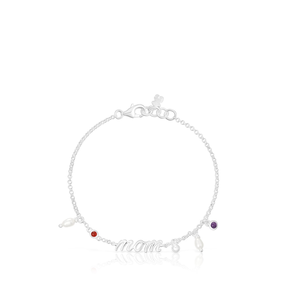 Silver Mom Bracelet with cultured pearls and gemstones TOUS Mama image number 1