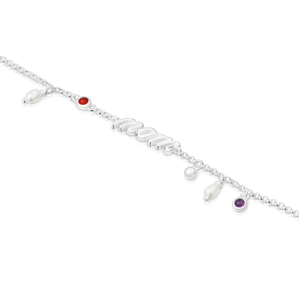 Silver Mom Bracelet with cultured pearls and gemstones TOUS Mama image number 2