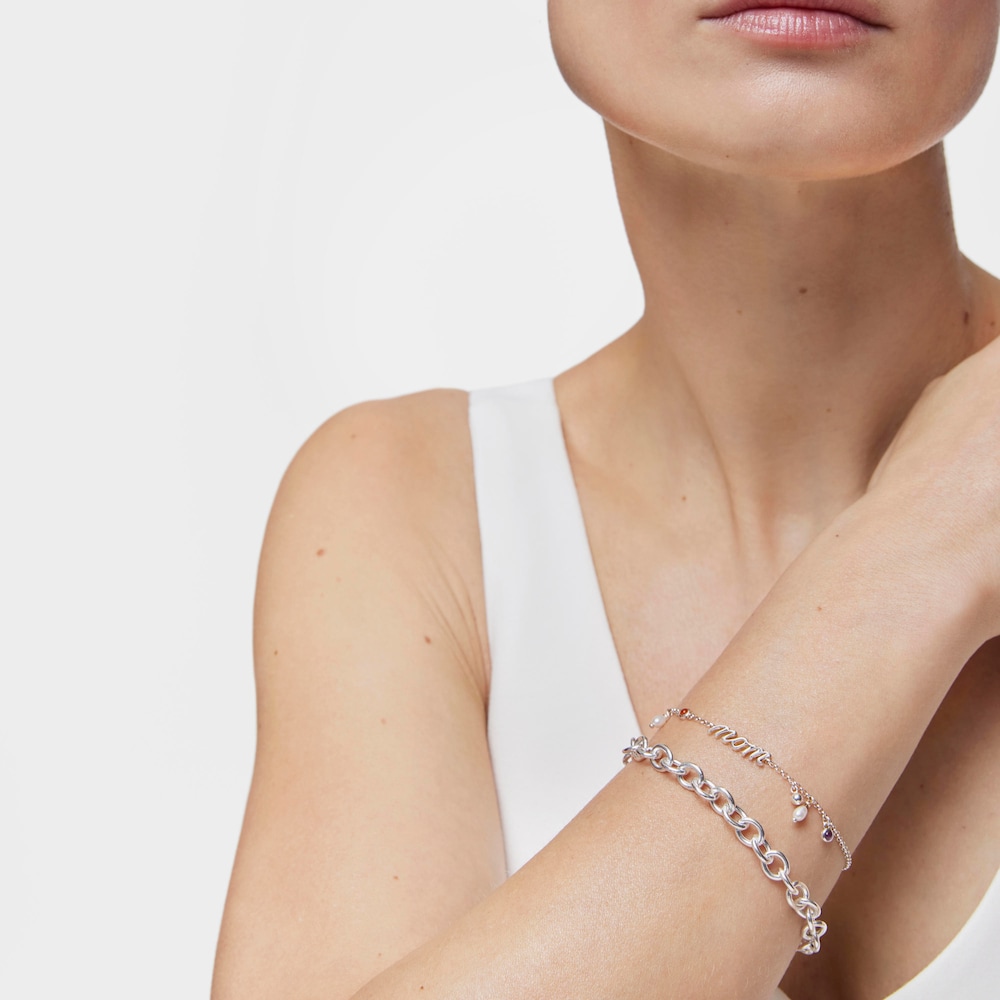 Silver Mom Bracelet with cultured pearls and gemstones TOUS Mama image number 4