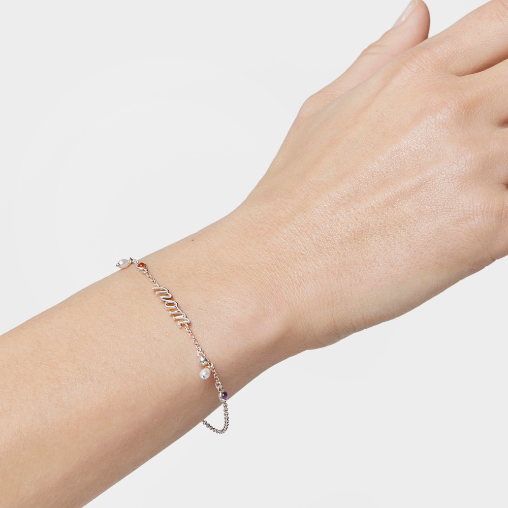 Silver Mom Bracelet with cultured pearls and gemstones TOUS Mama image number 6