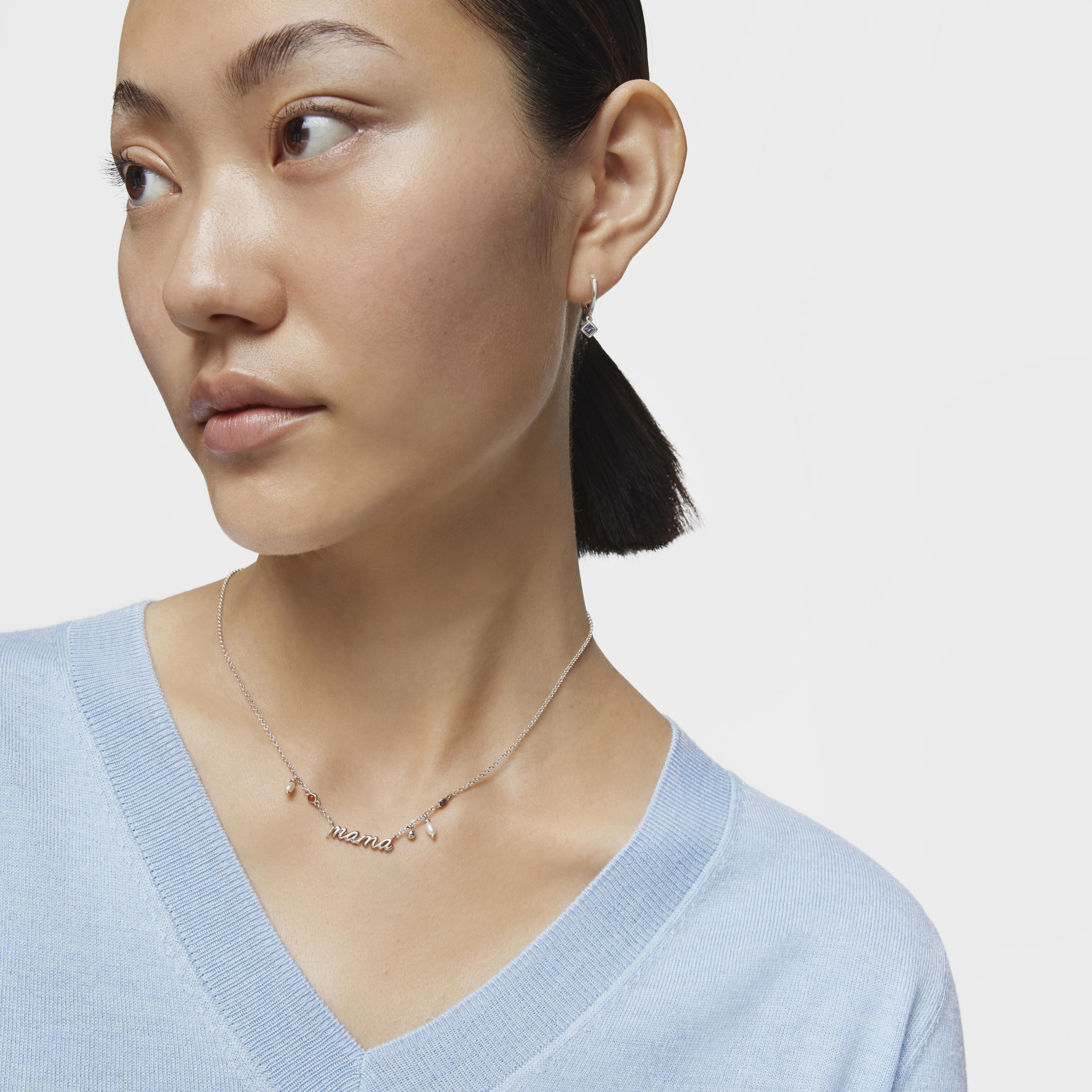 Silver Mama Necklace with cultured pearls and gemstones TOUS