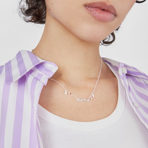 Silver Mama Necklace with cultured pearls and gemstones TOUS Mama