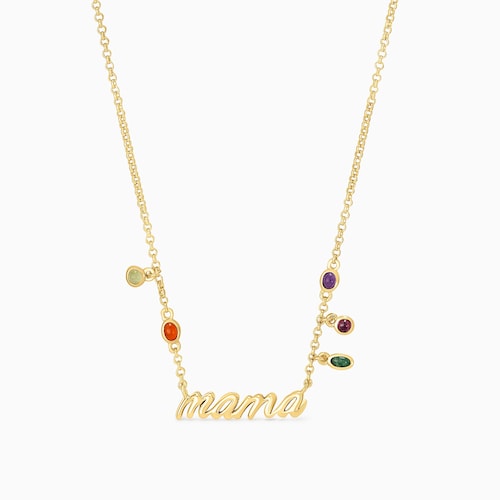 Collar Mama con ba&ntilde;o de oro 18 kt sobre plata y gemas TOUS Mama