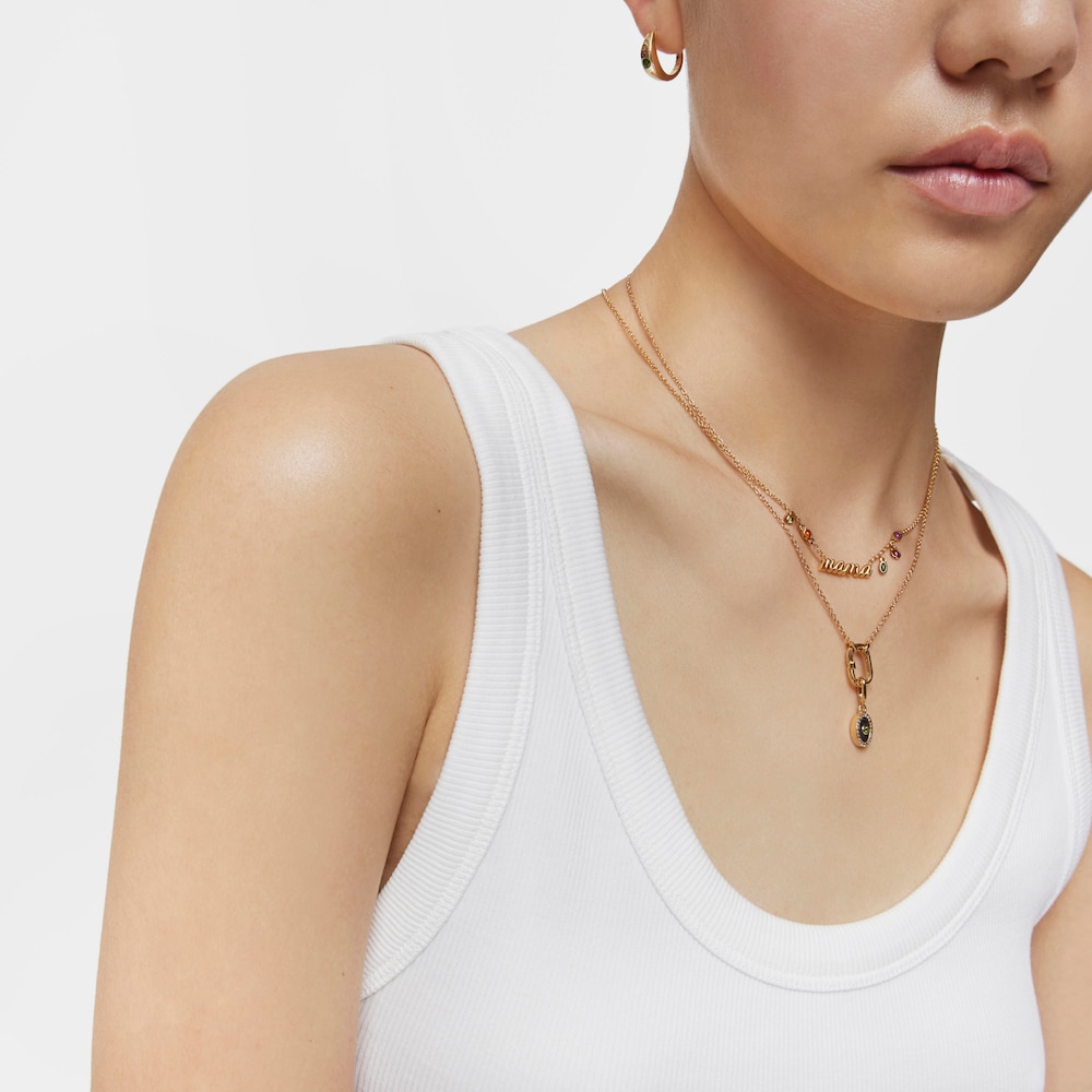 N&aacute;hrdeln&iacute;k s n&aacute;pisom Mama z pozl&aacute;ten&eacute;ho striebra s drahokamami TOUS Mama