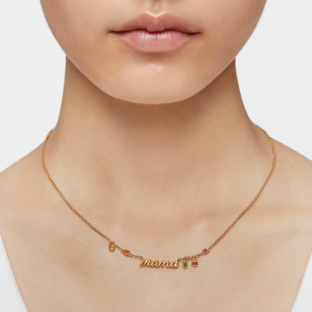 N&aacute;hrdeln&iacute;k s n&aacute;pisom Mama z pozl&aacute;ten&eacute;ho striebra s drahokamami TOUS Mama