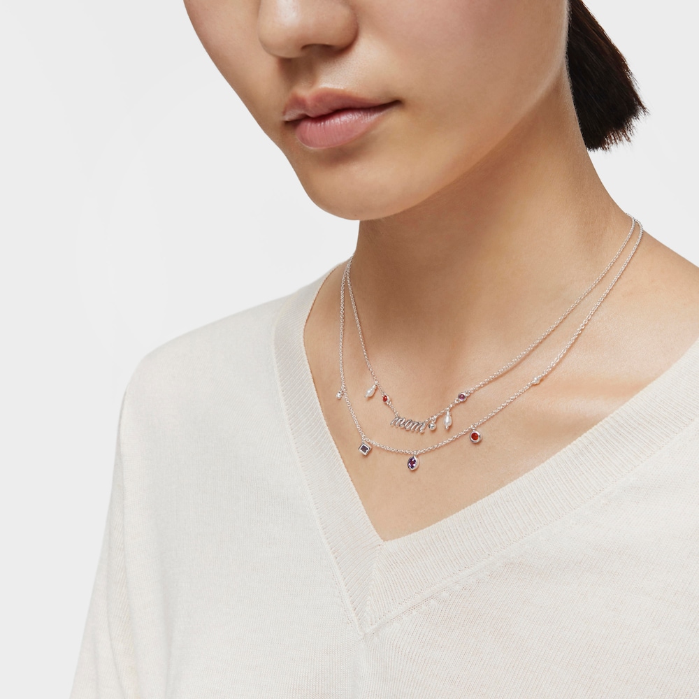 Silver Mom Necklace with cultured pearls and gemstones TOUS Mama