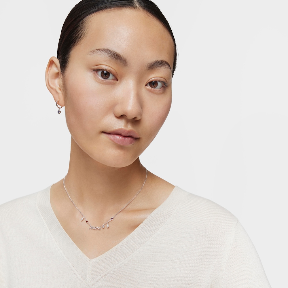 Silver Mom Necklace with cultured pearls and gemstones TOUS Mama