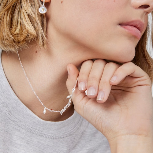 Silver Mom Necklace with cultured pearls and gemstones TOUS Mama