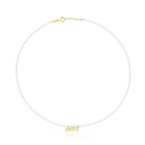 Silver vermeil Mom Necklace with cultured pearls TOUS Mama