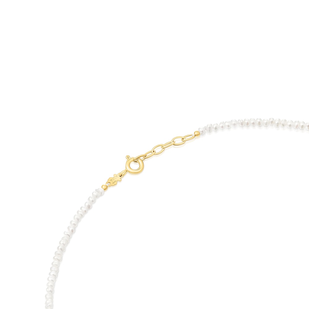Silver vermeil Mom Necklace with cultured pearls TOUS Mama image number 2