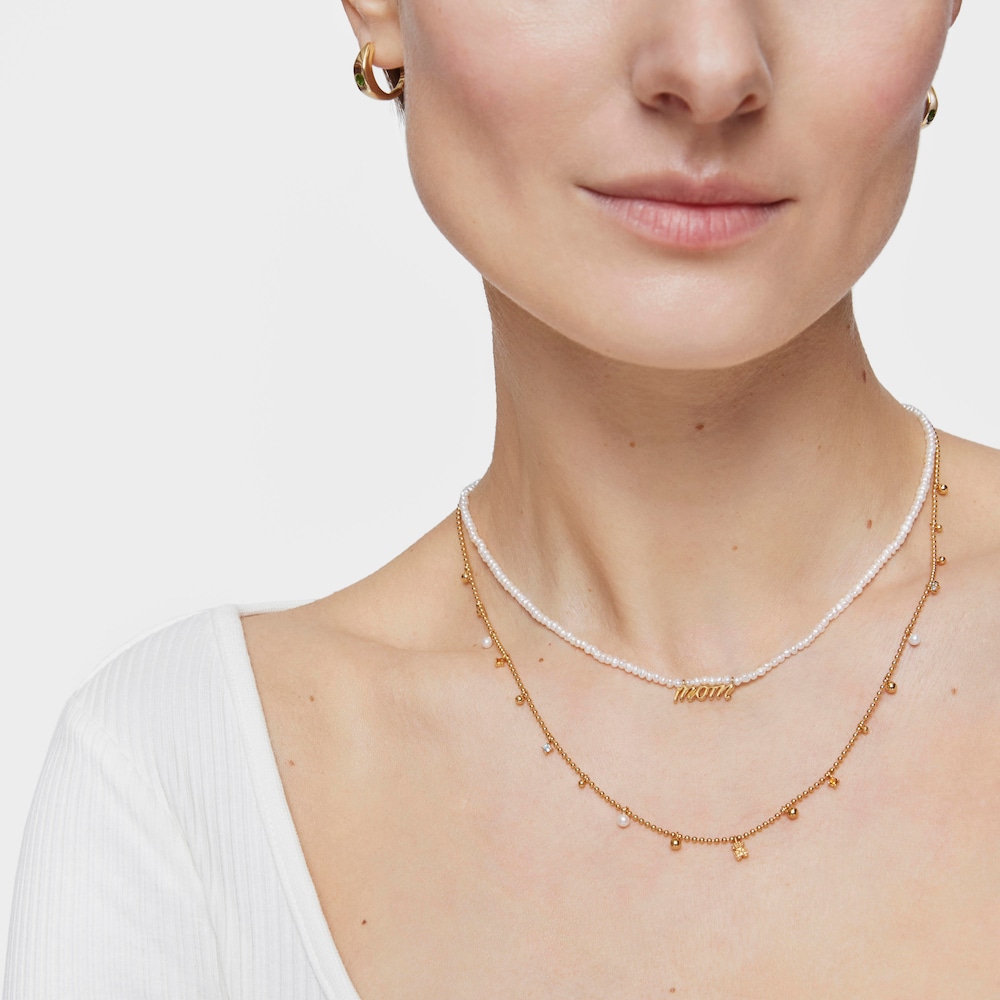 Silver vermeil Mom Necklace with cultured pearls TOUS Mama image number 3