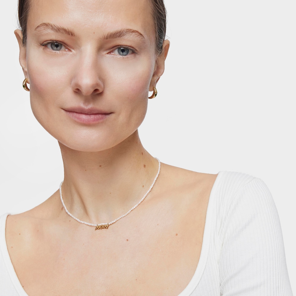 Silver vermeil Mom Necklace with cultured pearls TOUS Mama image number 4