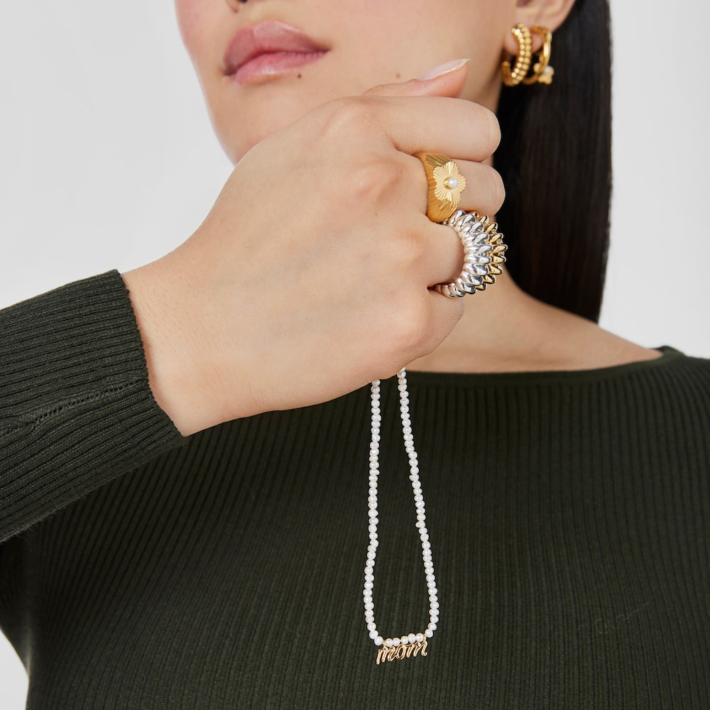 Silver vermeil Mom Necklace with cultured pearls TOUS Mama image number 5