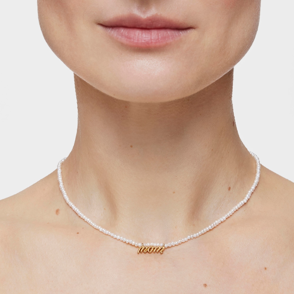 Silver vermeil Mom Necklace with cultured pearls TOUS Mama image number 6
