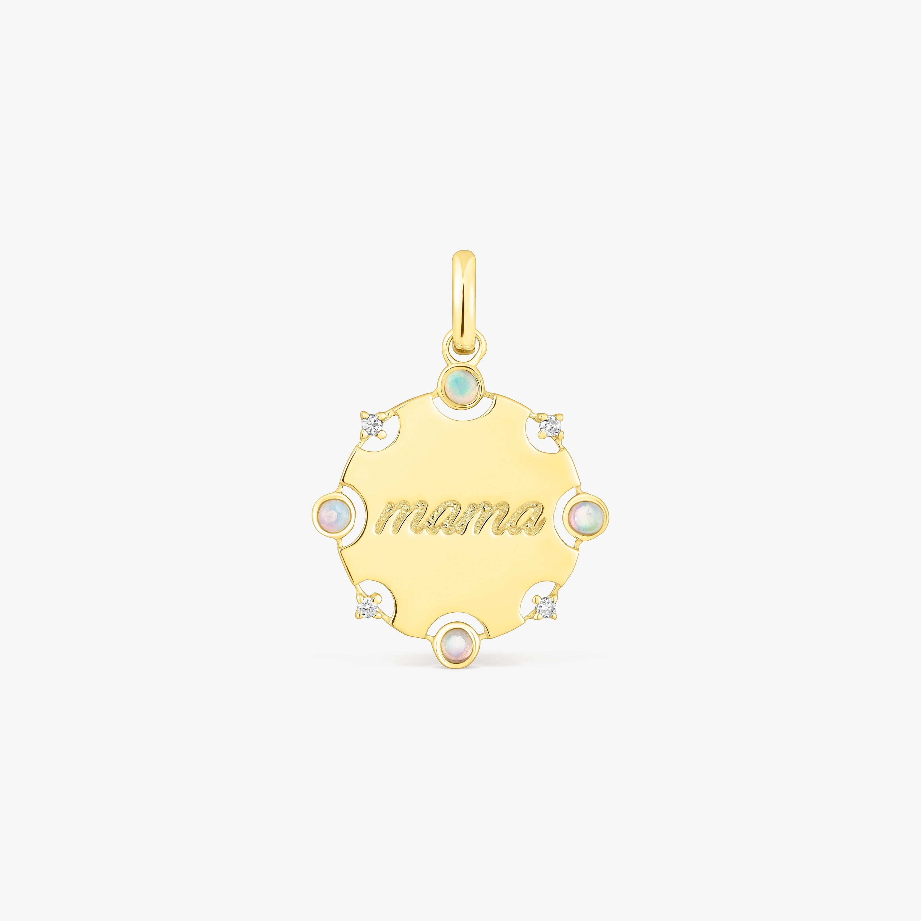18K solid gold TOUS Mama medallion Pendant with diamonds and opal