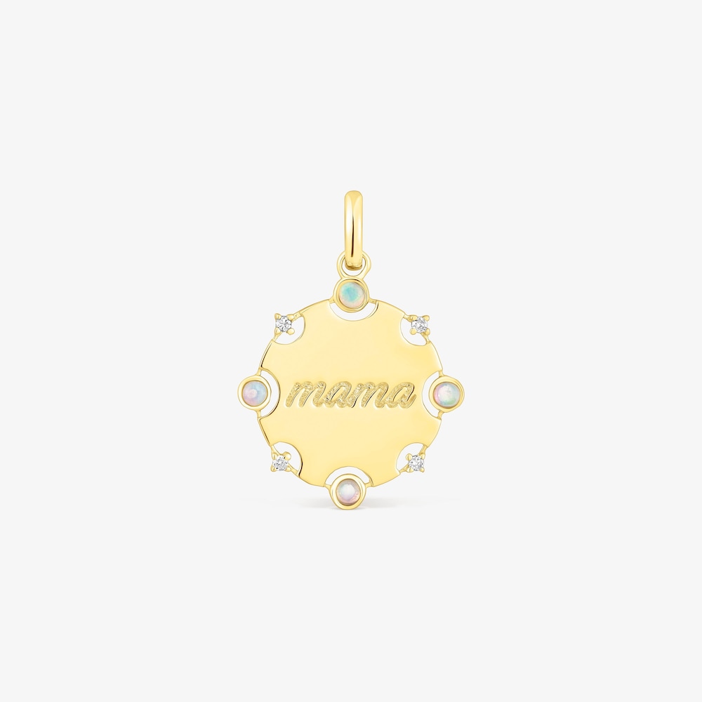 Zlat&yacute; Medailonek s&nbsp;diamanty a op&aacute;lem TOUS Mama