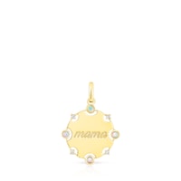 Gold TOUS Mama medallion Pendant with diamonds and opal