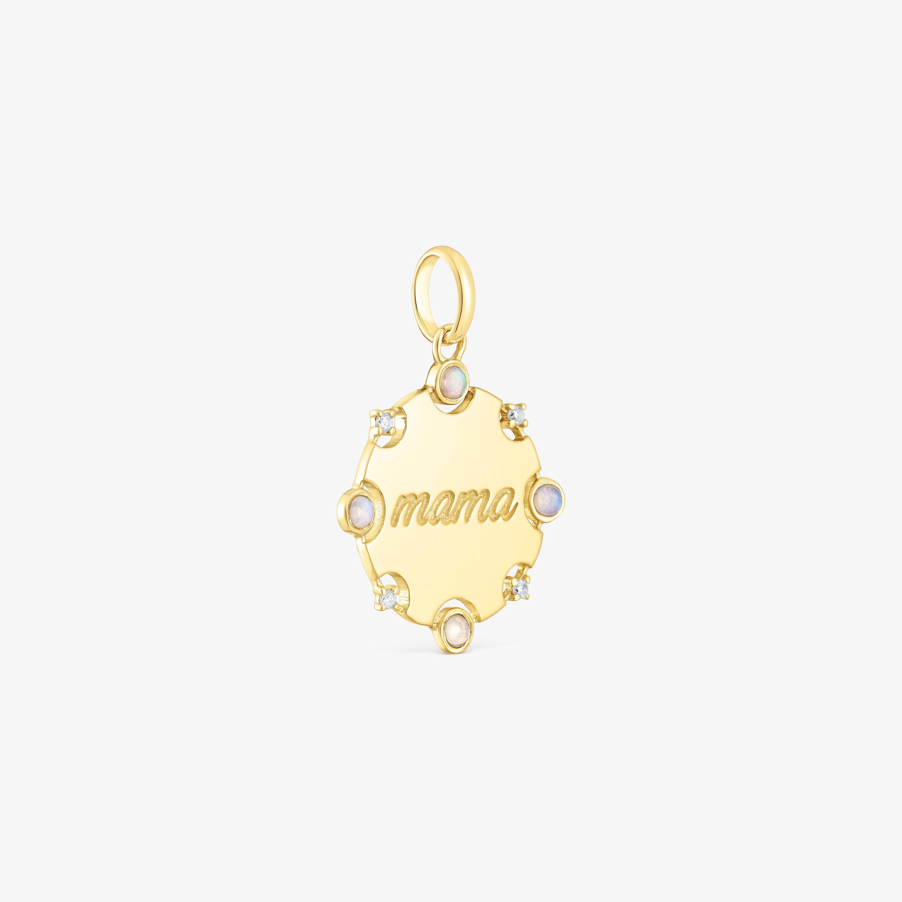 18K solid gold TOUS Mama medallion Pendant with diamonds and opal