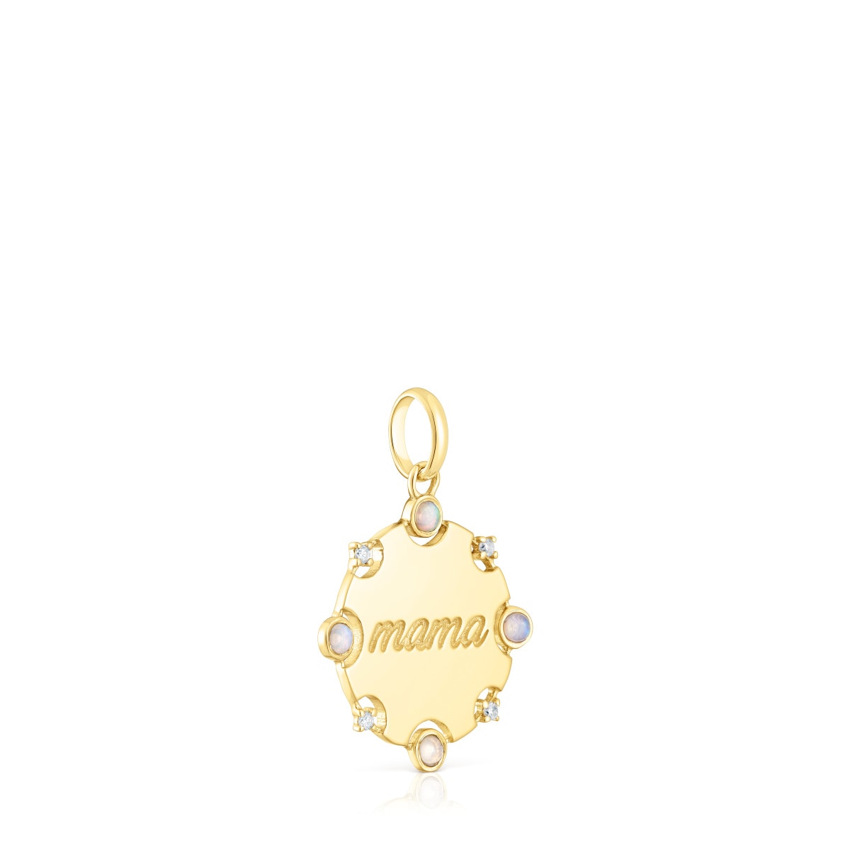 Gold TOUS Mama medallion Pendant with diamonds and opal