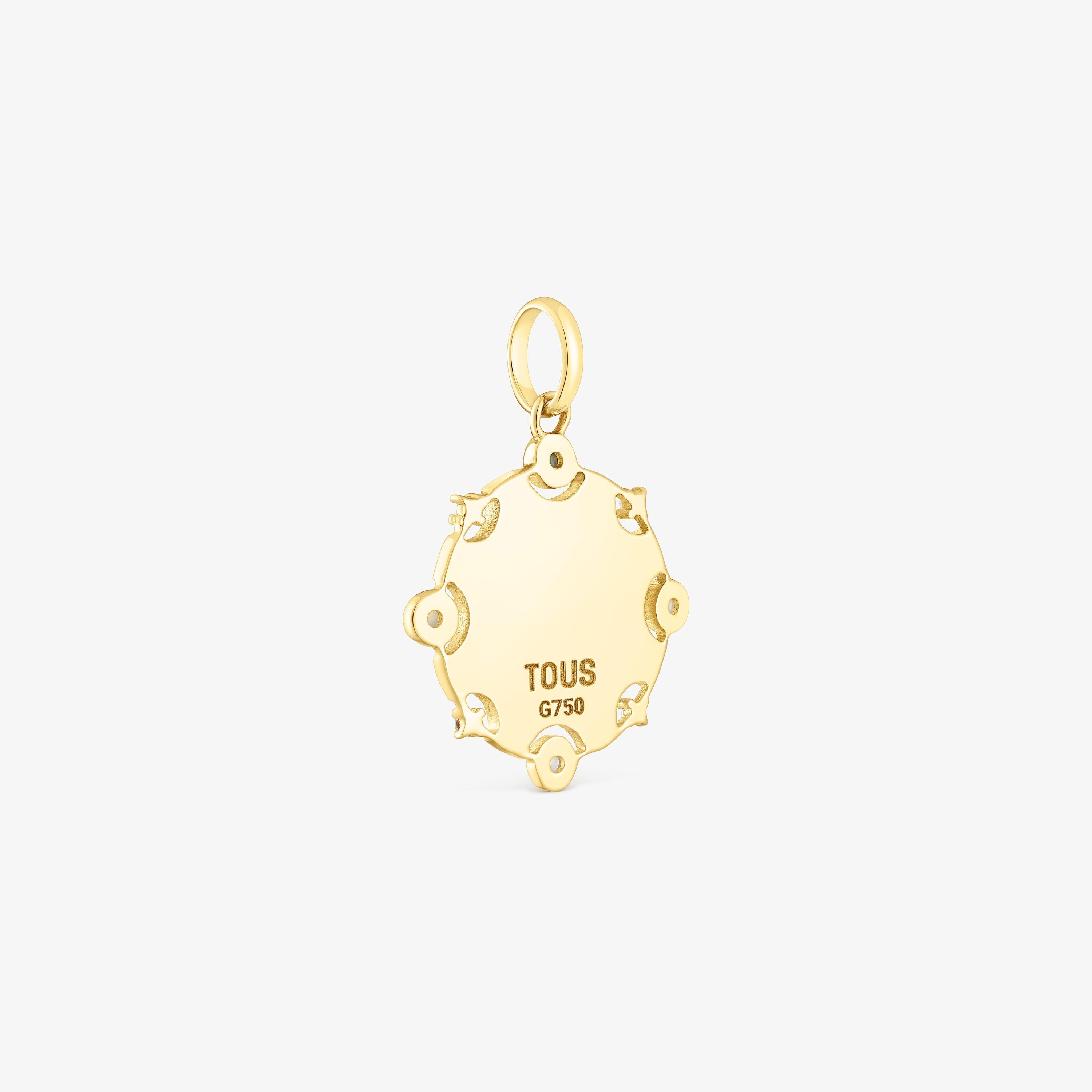 18K solid gold TOUS Mama medallion Pendant with diamonds and opal