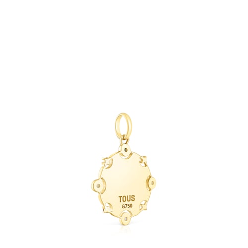 Gold TOUS Mama medallion Pendant with diamonds and opal