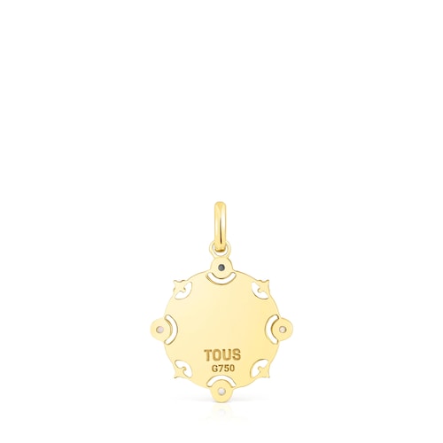 Gold TOUS Mama medallion Pendant with diamonds and opal