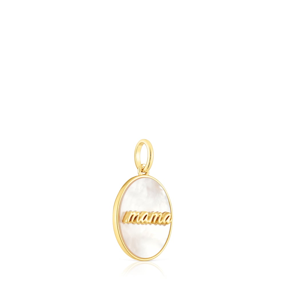 Silver vermeil Mama Reversible medallion pendant with mother-of-pearl and rhodolite TOUS Mama