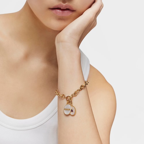 Colgante medalla reversible Mama con baño de oro 18 kt sobre plata, nácar y rodolita TOUS Mama