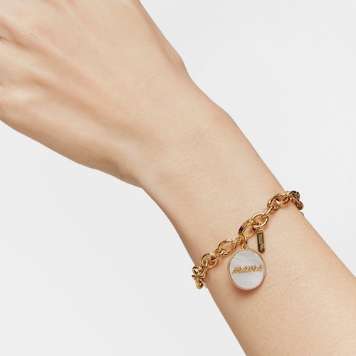 Colgante medalla reversible Mama con baño de oro 18 kt sobre plata, nácar y rodolita TOUS Mama