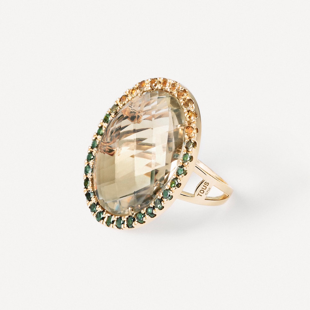 Sortija de oro con turmalina y cuarzo TOUS ATELIER