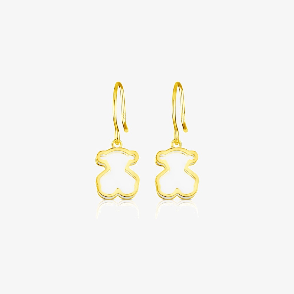 Pendientes con ba&ntilde;o de oro 18 kt sobre plata Galaxy