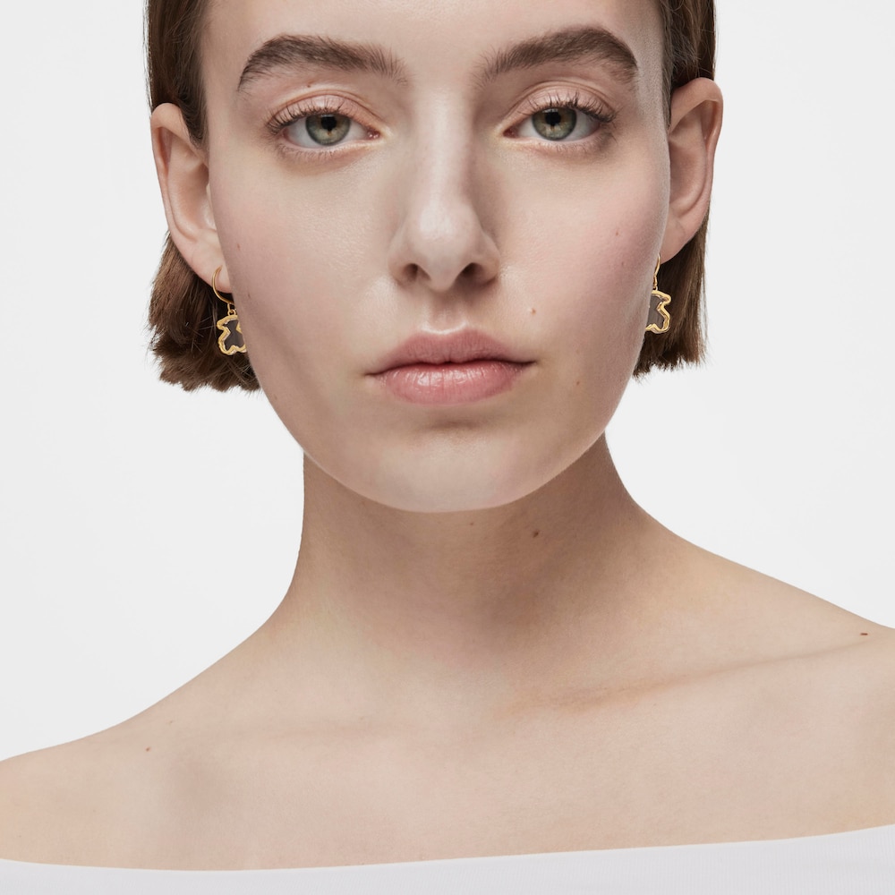 Pendientes con ba&ntilde;o de oro 18 kt sobre plata Galaxy