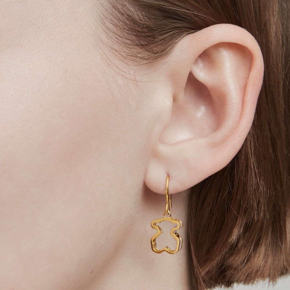 Pendientes con ba&ntilde;o de oro 18 kt sobre plata Galaxy