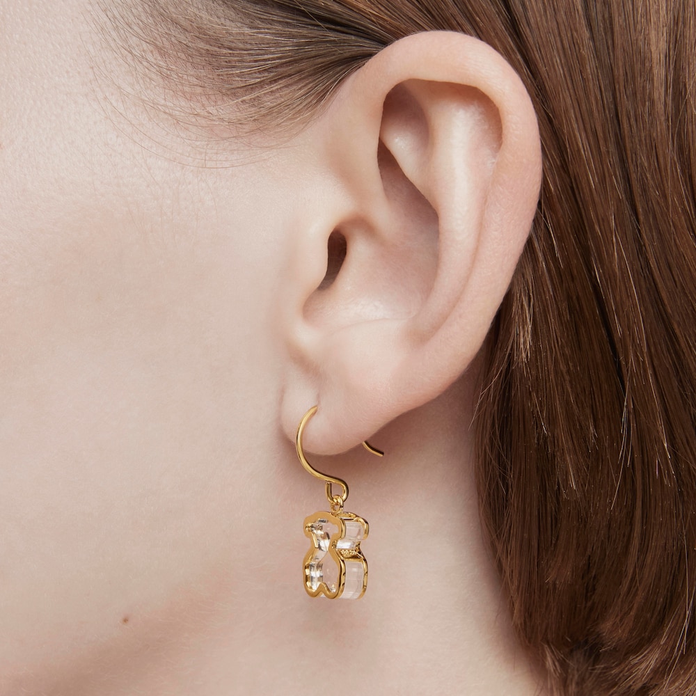 Pendientes con ba&ntilde;o de oro 18 kt sobre plata Galaxy