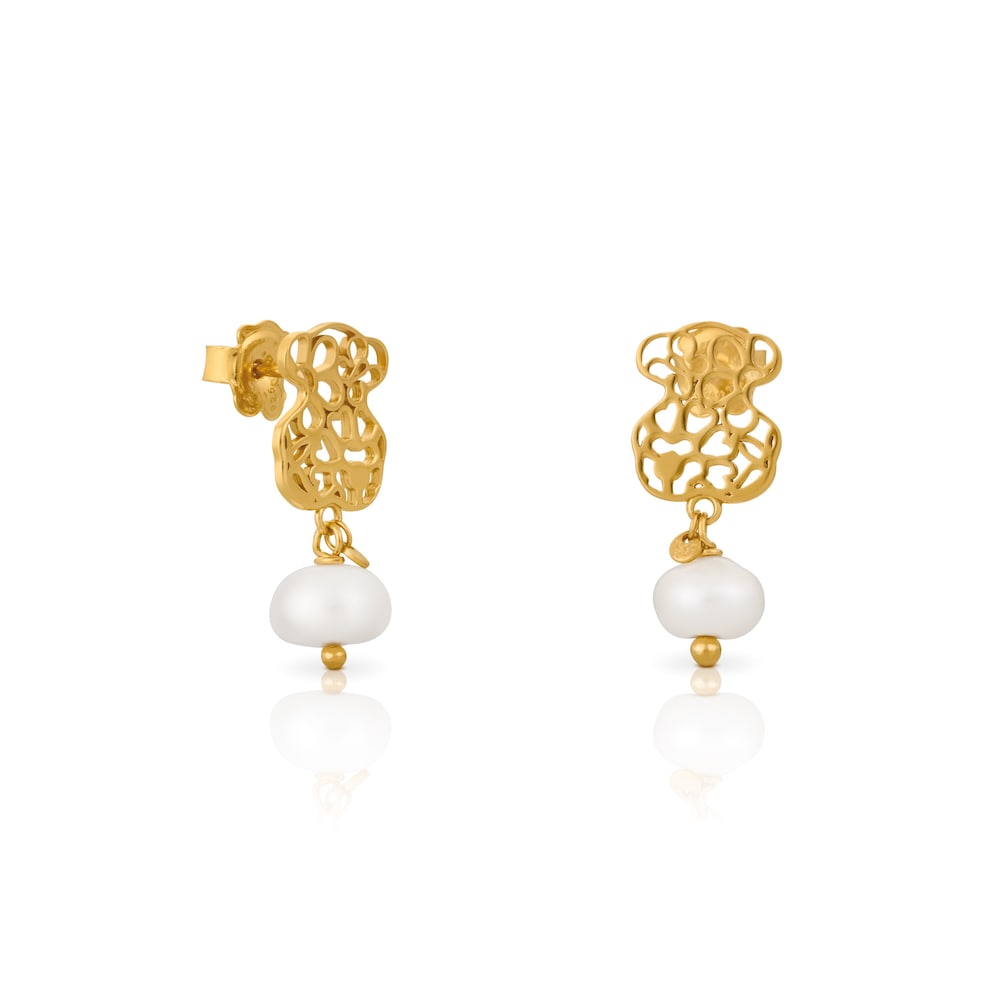 Aretes Bliss con ba&ntilde;o de oro 18 kt sobre plata
