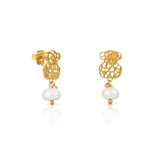 Aretes Bliss con ba&ntilde;o de oro 18 kt sobre plata