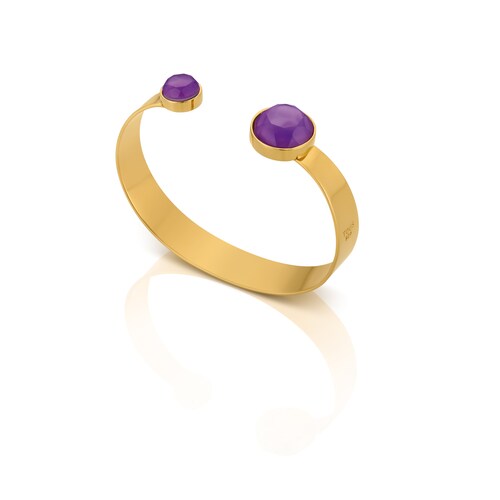 Vermeil Silver Bright Cuff with Amethyst and Mother of Pearl image number 0