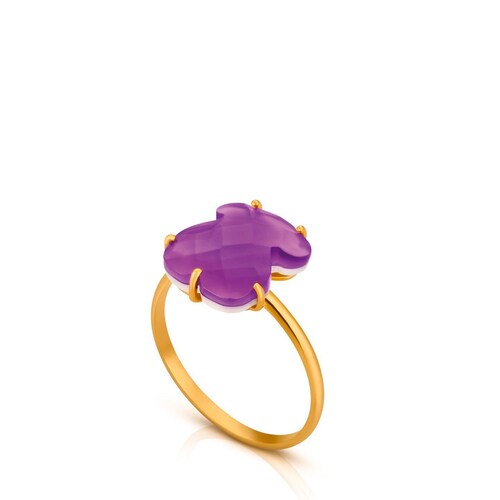 Gold Bright Ring with Amethyst and Mother of Pearl image number 0