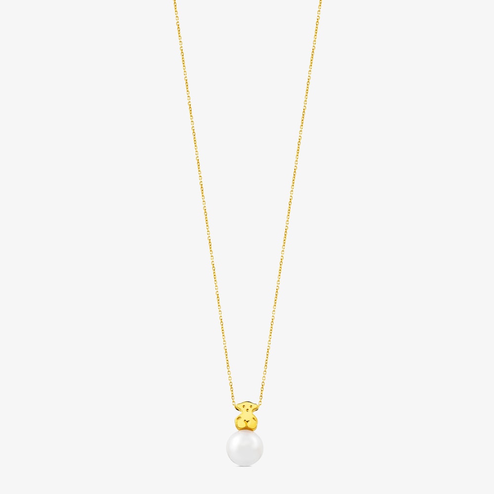 18K solid gold Sweet Dolls Necklace with pearl