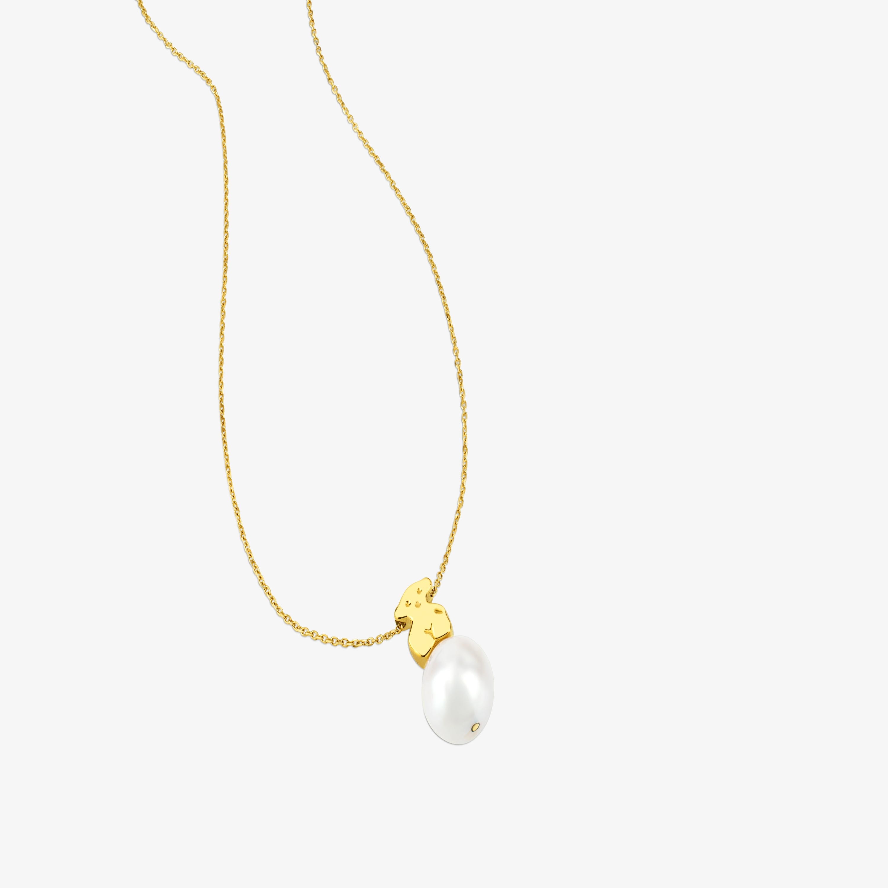 18K solid gold Sweet Dolls Necklace with pearl