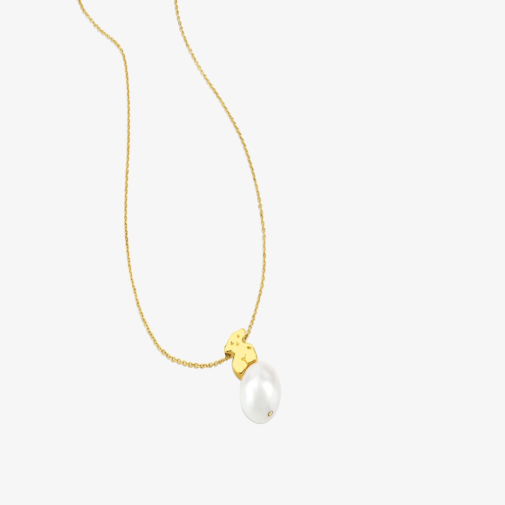18K solid gold Sweet Dolls Necklace with pearl