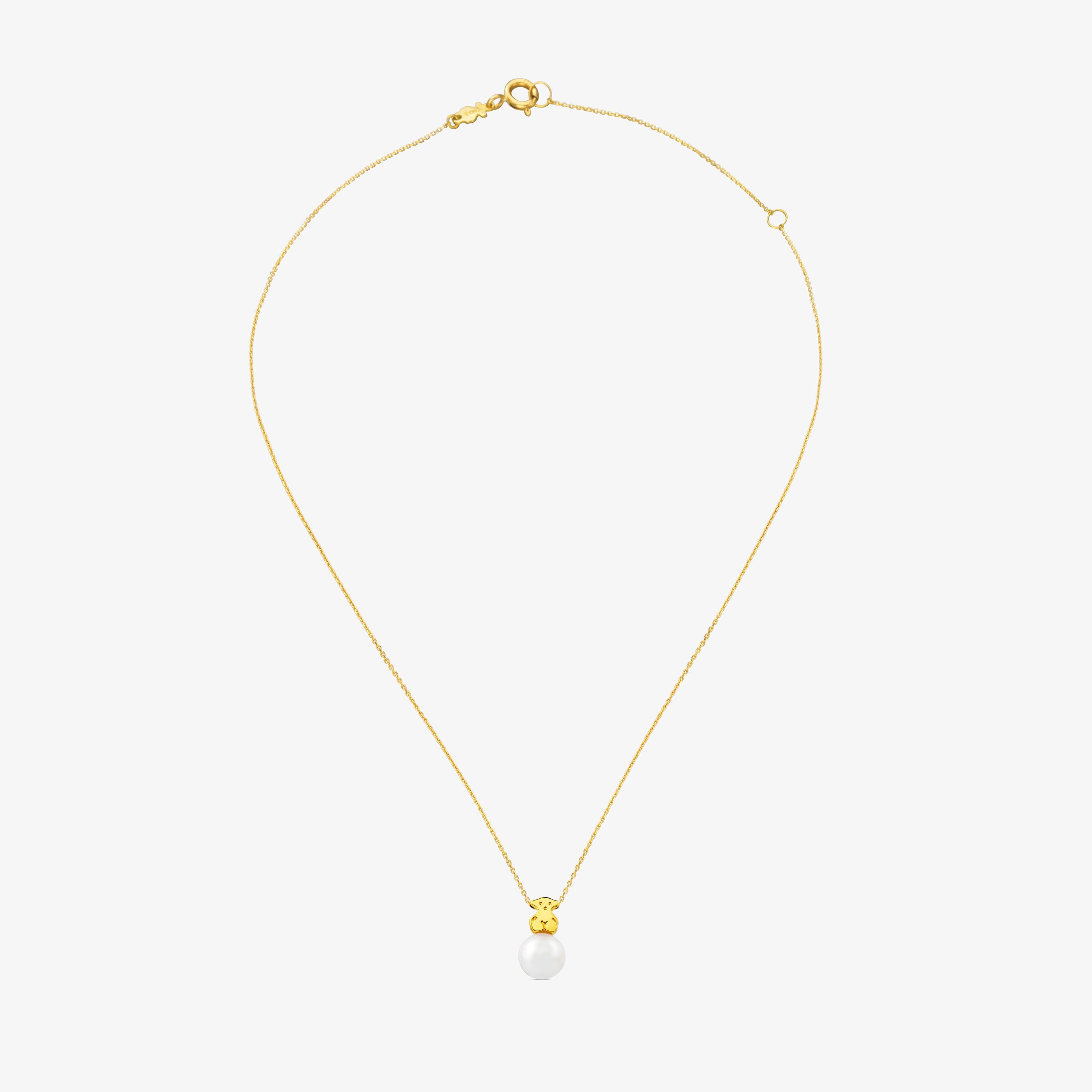 18K solid gold Sweet Dolls Necklace with pearl