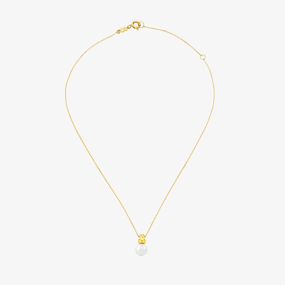 18K solid gold Sweet Dolls Necklace with pearl