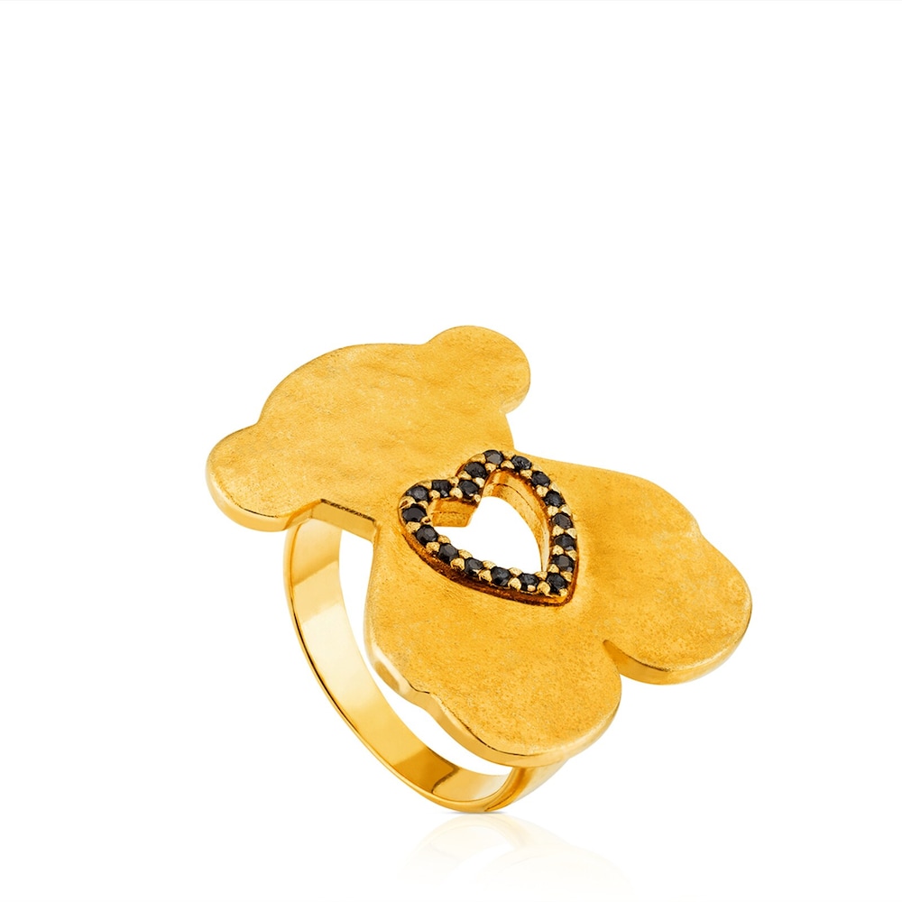 18K gold vermeil Shine Ring with Spinel and Onyx
