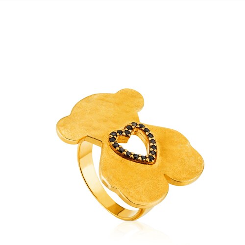18K gold vermeil Shine Ring with Spinel and Onyx