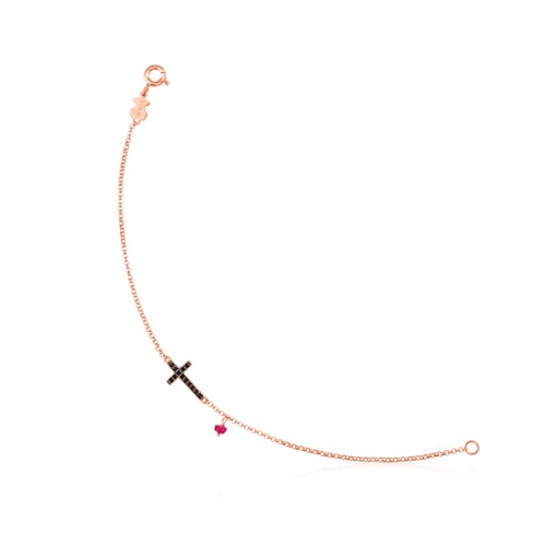 Rose Vermeil Silver Motif Bracelet with Spinel and Ruby image number 0